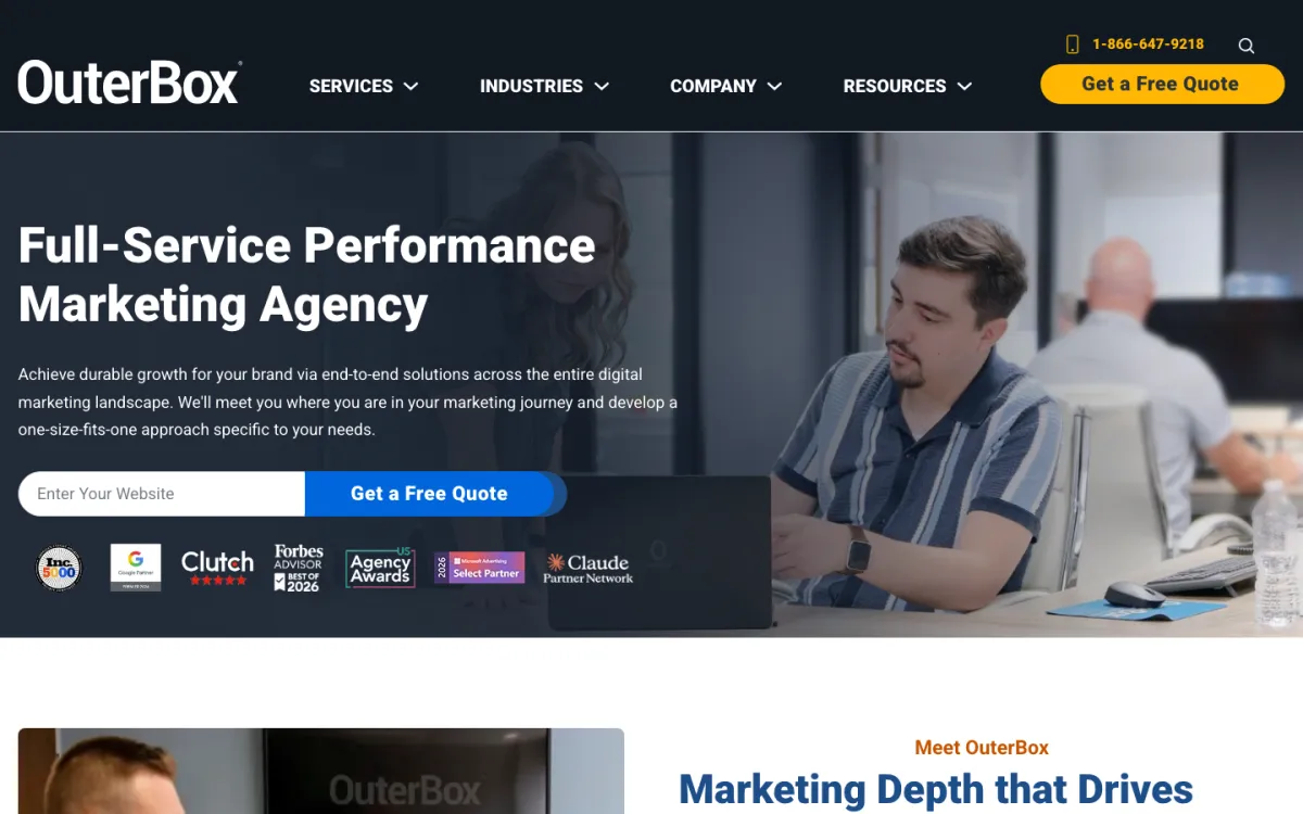 OuterBox homepage, captured September 28, 2026