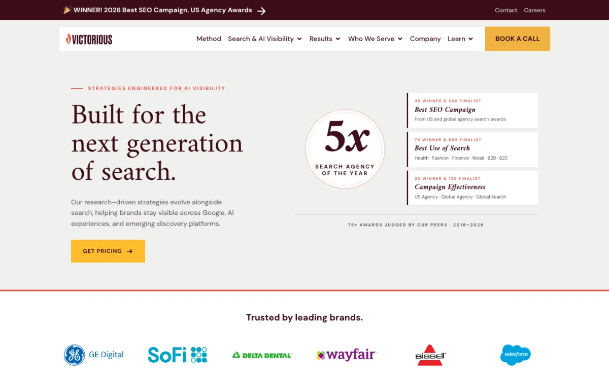 Victorious homepage, captured September 28, 2026